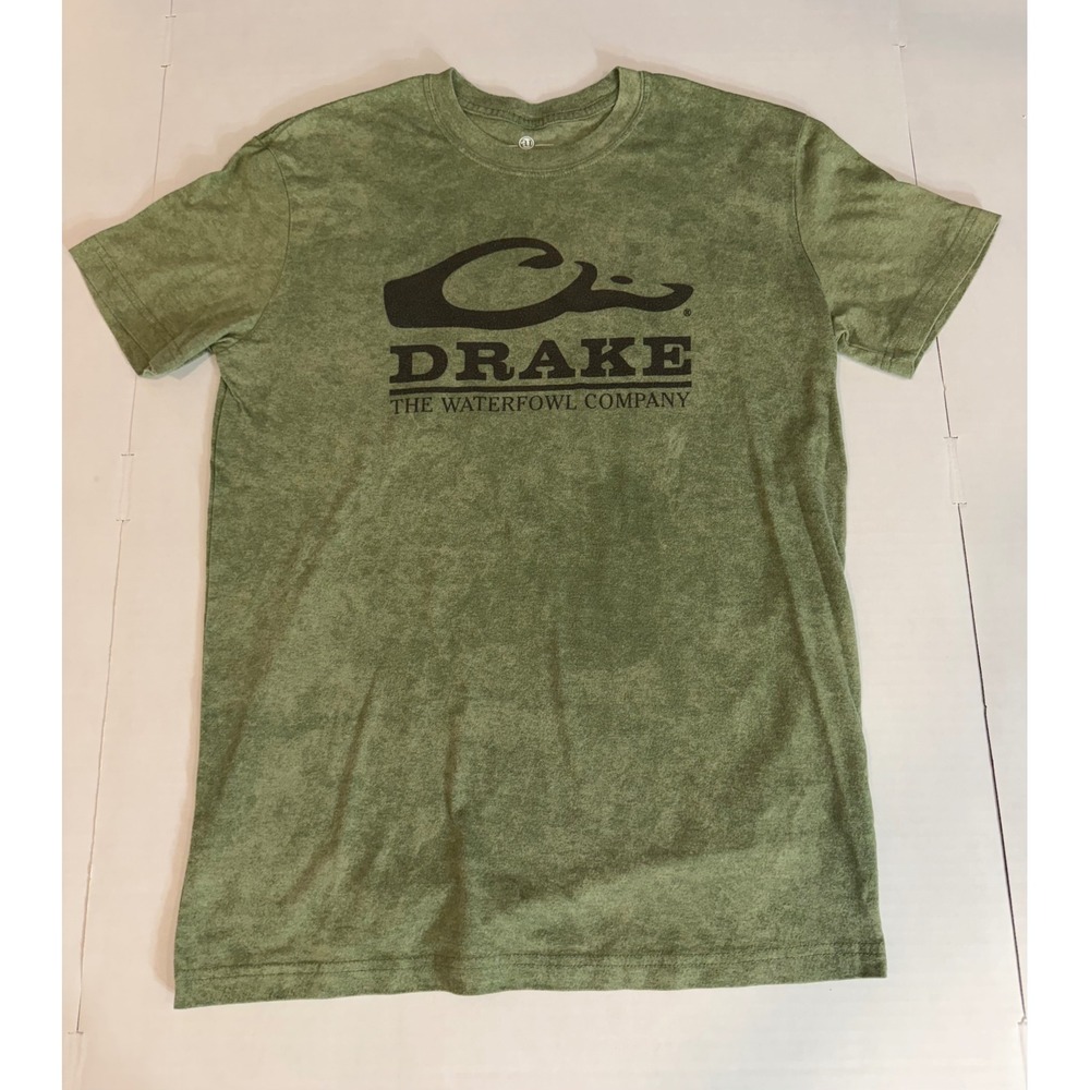 Drake Short Sleeve Shirt Mens Small Green Graphic Tee Utility Outdoor